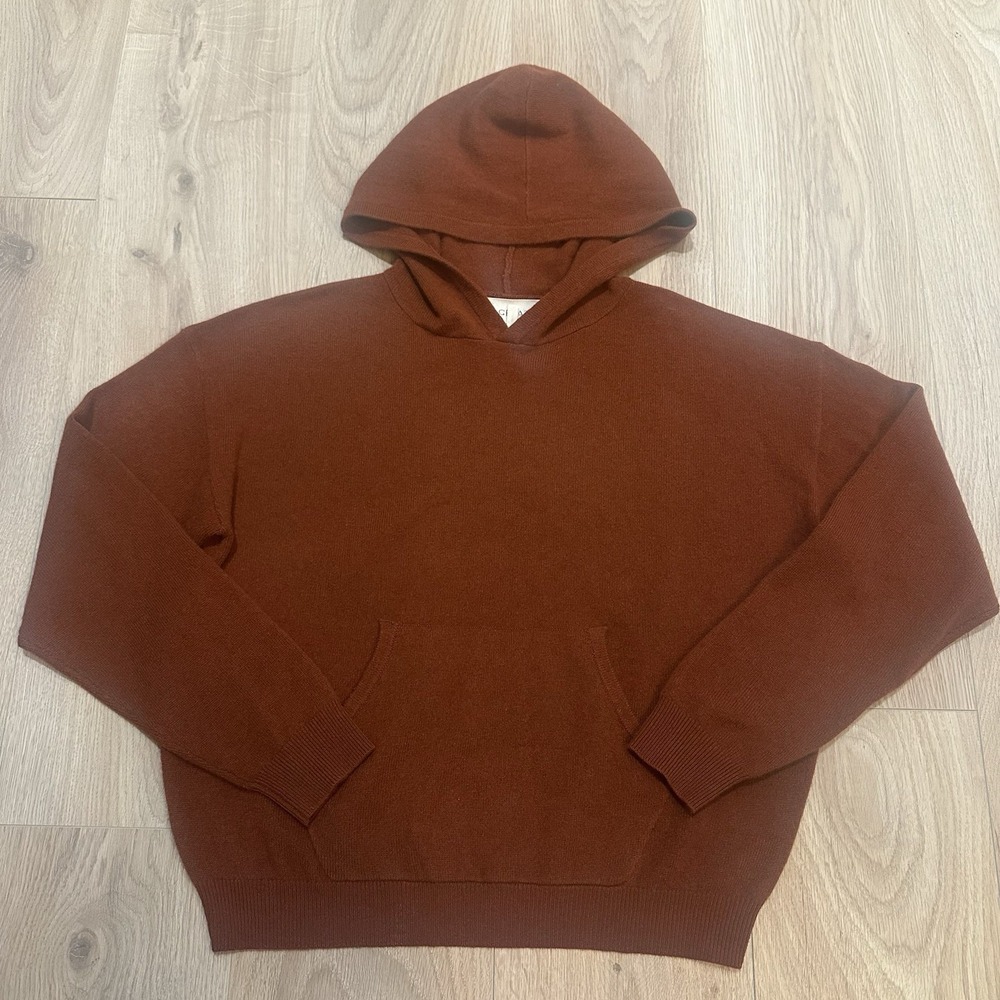 THE GREAT. Rust Color 100% Cashmere Sweater Hoodie  (Sz 0 / XS) Black EUC